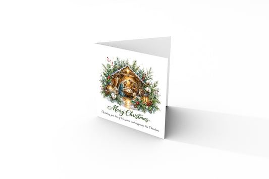 Religious Christmas Card – Nativity Scene & Christmas Blessings 🎄🕊️