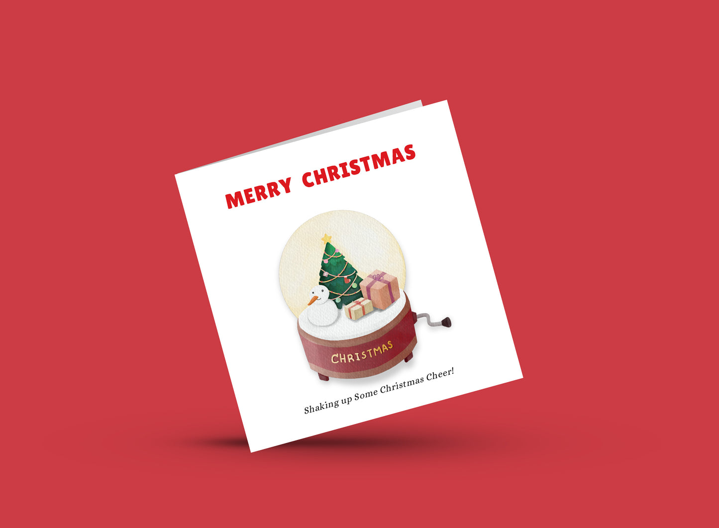 Snow Globe Christmas Card β Shaking Up Some Christmas Cheer! Watercolor Style Holiday Greeting Card for Mum, Dad, Auntie, Friend, Co-Workers & Loved Ones β Red Envelope Included