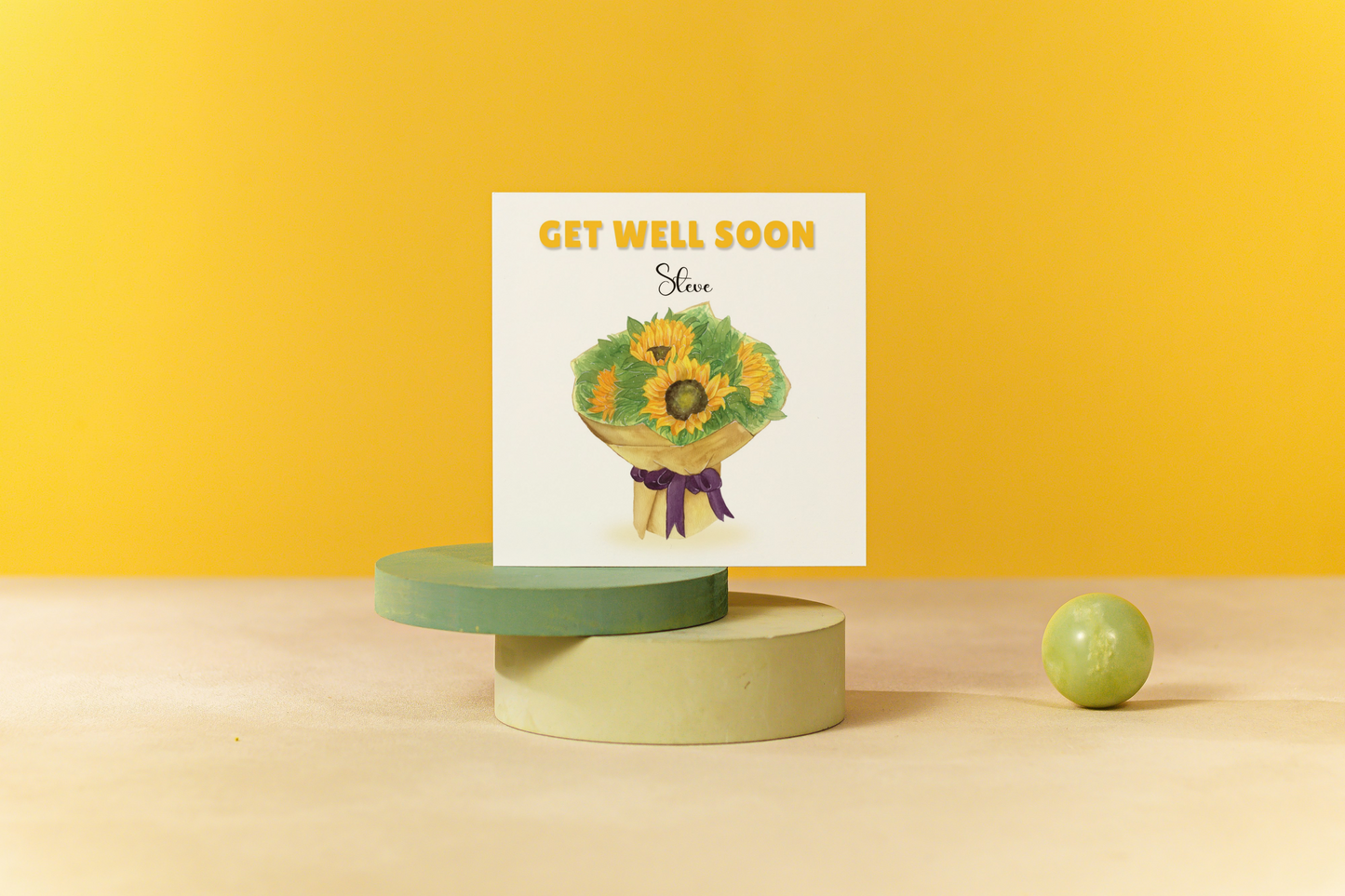 Sunflowers Bouquet -Personalised Get Well Soon Folded Card, Thinking of You Card, Sympathy, Sorry for your Loss Folded Card