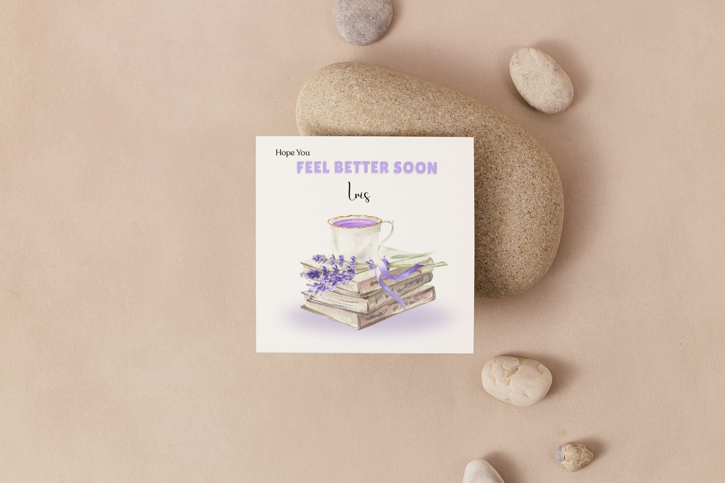 Lavender Vibe -Personalised Hope You Feel Better Soon Folded Card, Get Well Card, Thinking of You Card, Sympathy Folded Card