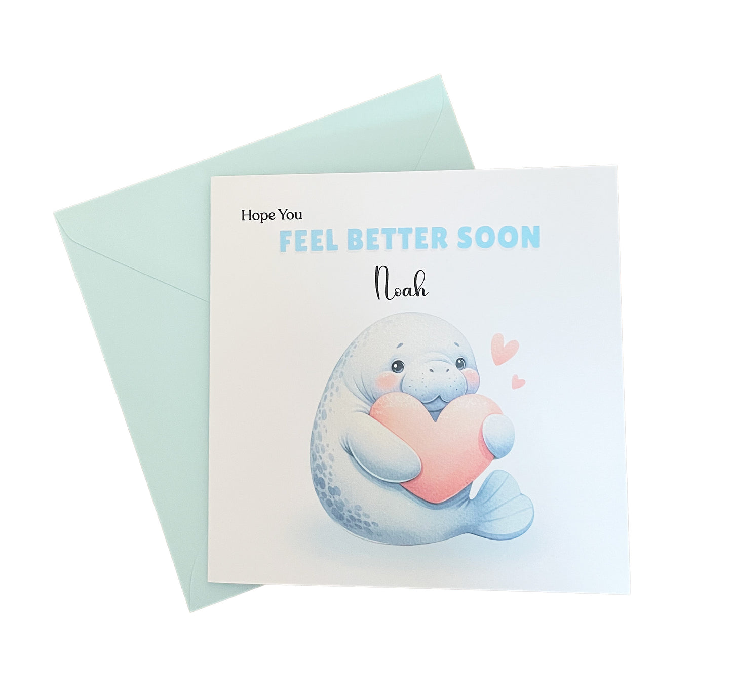 Seal -Personalised Hope You Feel Better Soon Folded Card, Get Well Card, Thinking of You Card, Sympathy Folded Card
