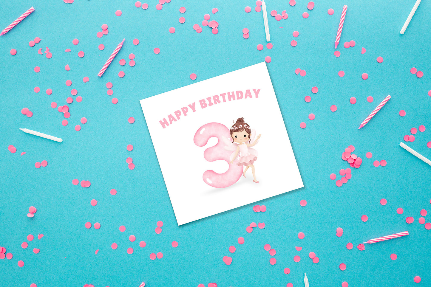 Fairy -Watercolour Style 3 Year Old Birthday Folded Card for Girls who loves Fairy Tales, Happy 3rd Birthday Card, Birthday Card for Children