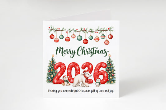 2026 Christmas Card for Kids - Cute Animals Design – 2026 Xmas Card for Son, Daughter, Niece, Nephew, 2nd, 3rd,1st Xmas Card for Baby Boy, Baby Girl, Grandkids, Friend- Red Envelope Included
