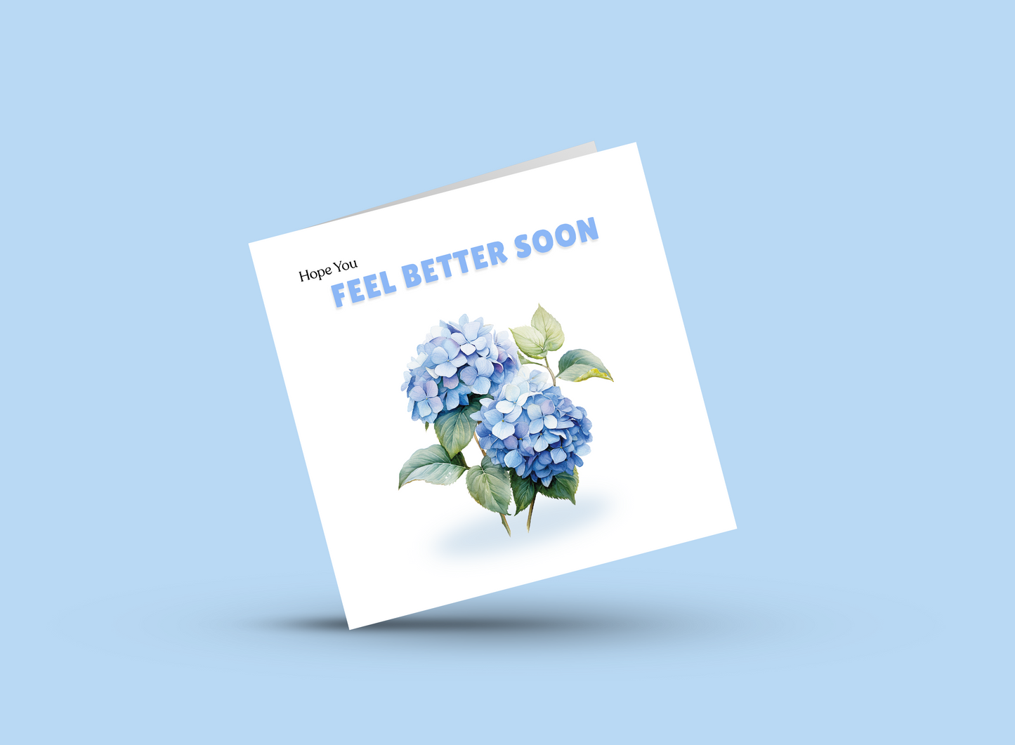 Hope you Feel Better Soon, Get Well Soon Card - Elegant Hydrangea Greeting Card - Beautiful Floral Design - Recovery, Thinking of You, Sympathy Card with Blue Envelope for Her, Mom, Friend and Loved Ones