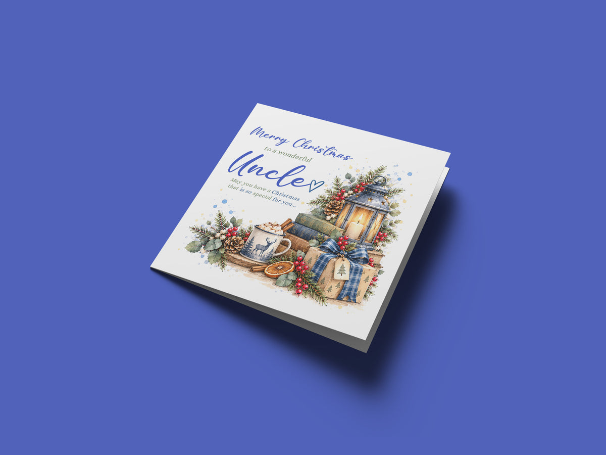 Christmas Card for Uncle โ Blue Festive Christmas Design