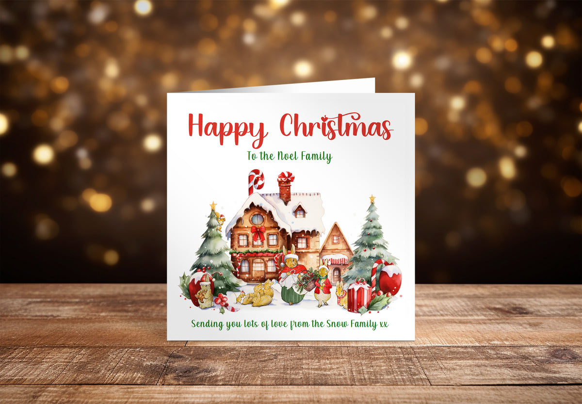 Personalised Family Christmas Card β Rabbit Family Design
