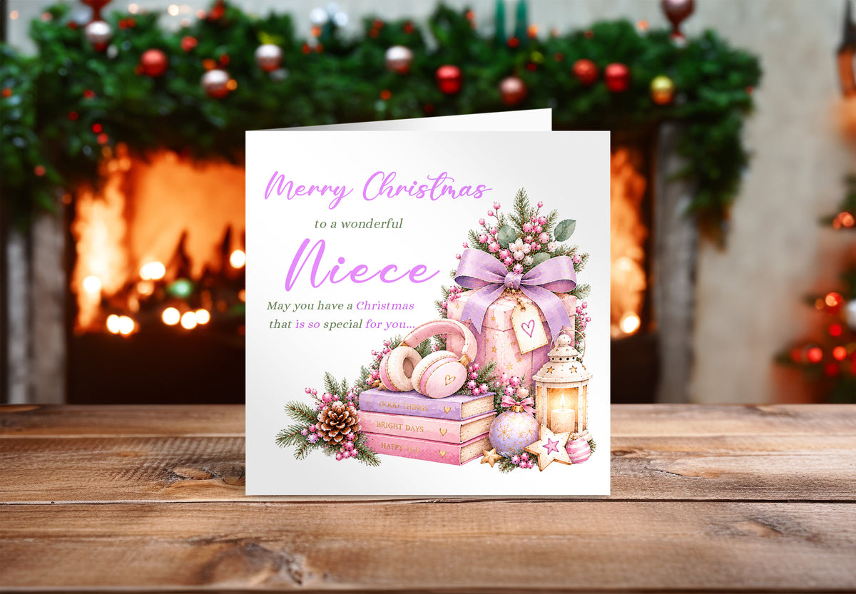 Christmas Card for Niece โ Lilac Festive Design