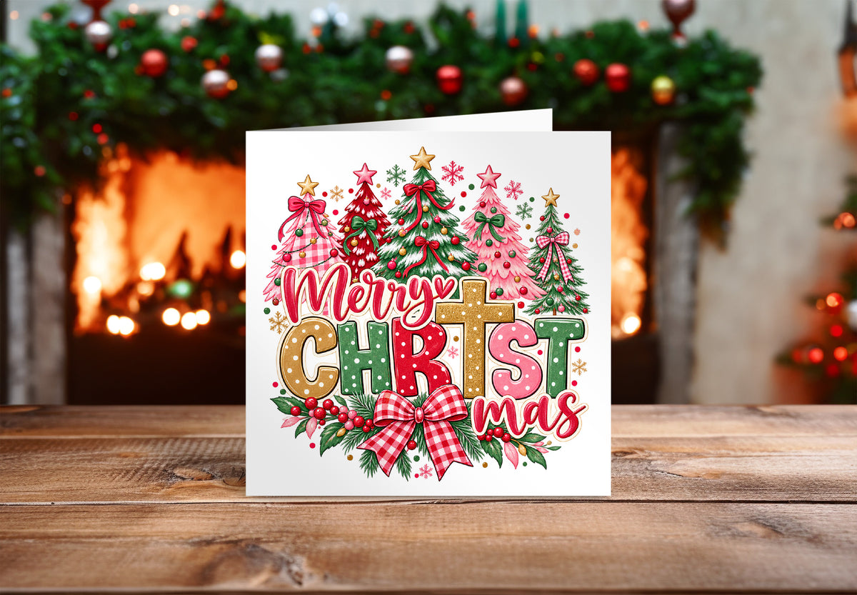 Cute Religious Christmas Trees Card β Merry Christmas ππ