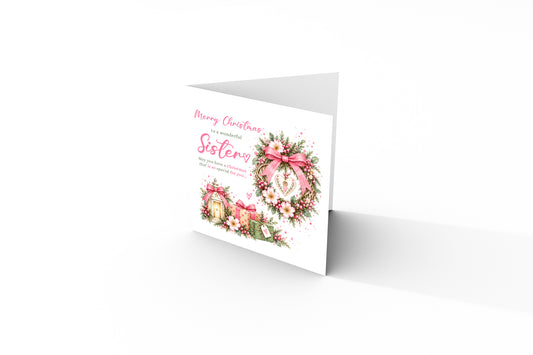 Christmas Card for Sister – Festive Floral Design