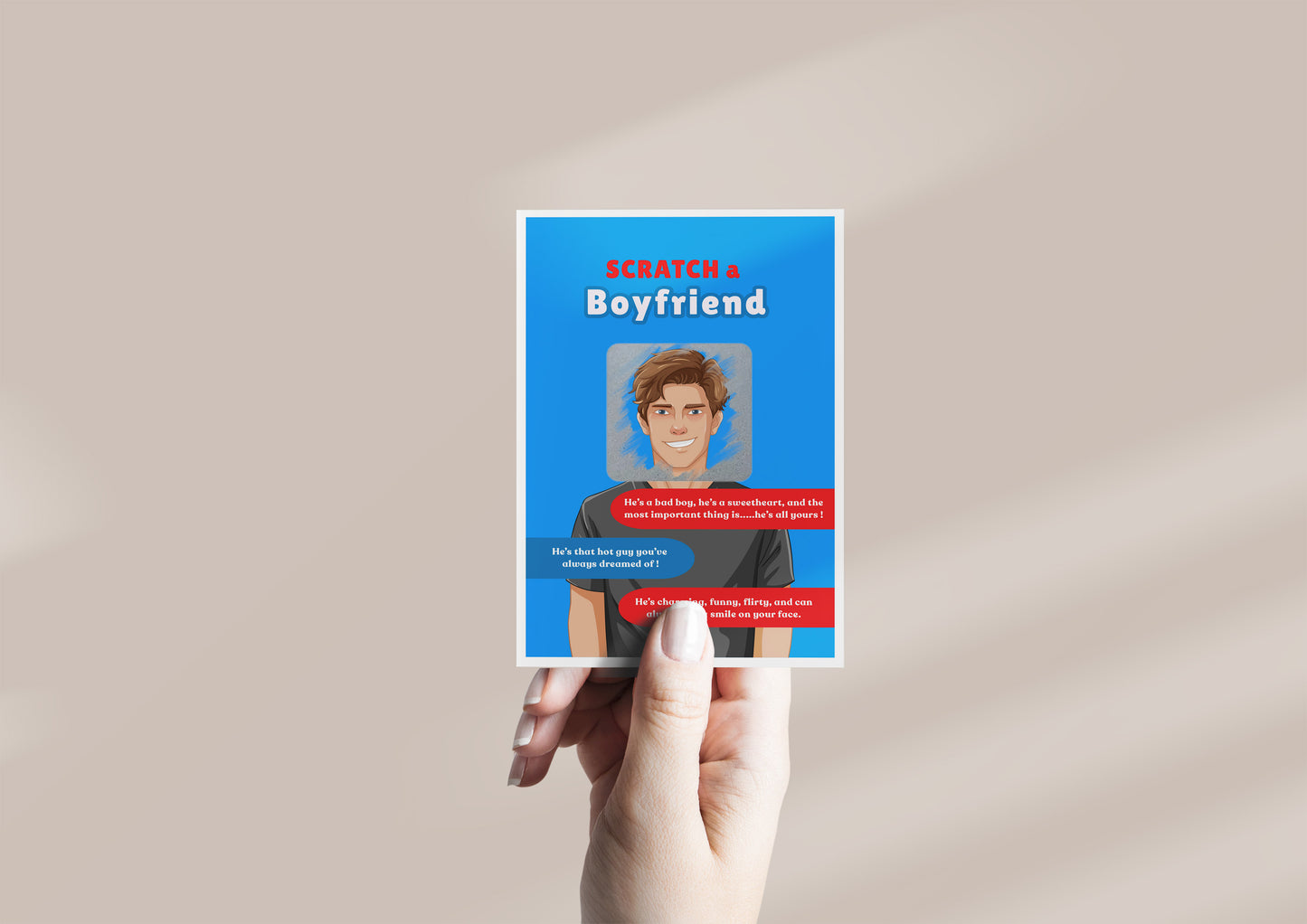 Scratch a Boyfriend - Novelty Scratch Card, Funny Gift for Women, Birthday, Secret Santa, Valentine - 2 Boyfriend Variations - Alternative to Grow Your Own Kits - Gift Envelope Included