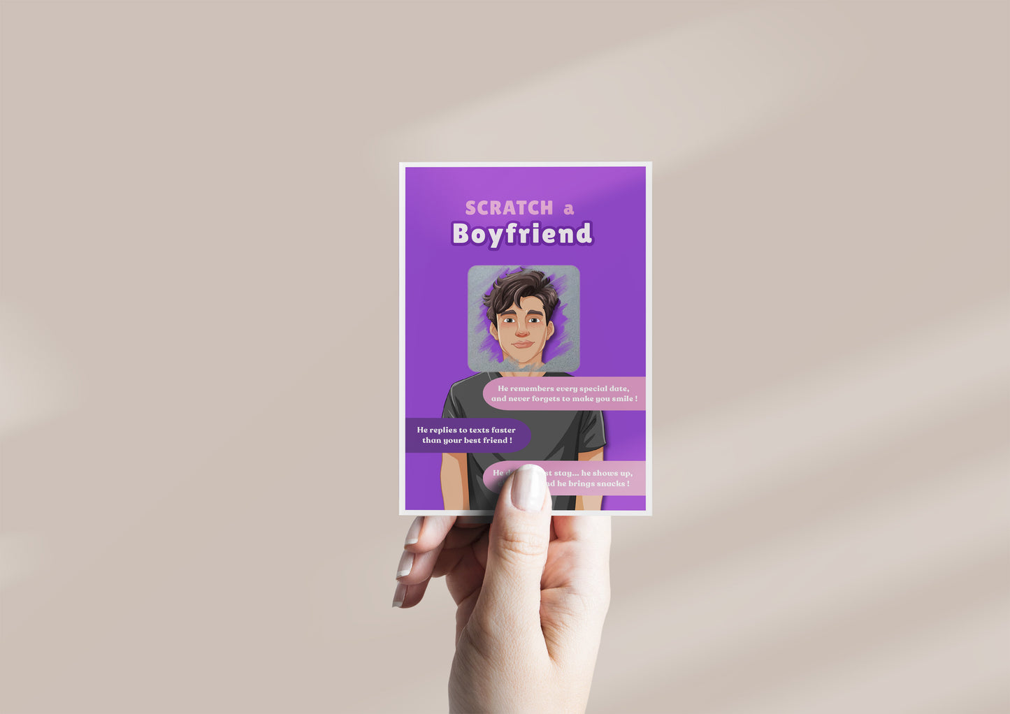 Scratch a Boyfriend - Novelty Scratch Card, Funny Gift for Women, Birthday, Secret Santa, Valentine - 2 Boyfriend Variations - Alternative to Grow Your Own Kits - Gift Envelope Included