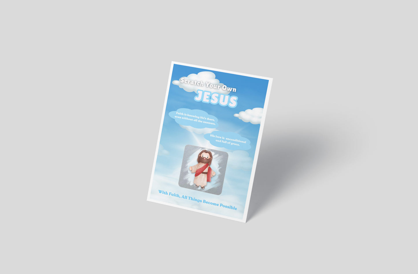 Scratch Your Own Jesus – Fun Scratch-off card, Secret Santa, Stocking Filler & Xmas Gift for Friends, Co-Workers & Loved Ones - Alternative to Grow Your Own Kits -Blue Gift Envelope Included