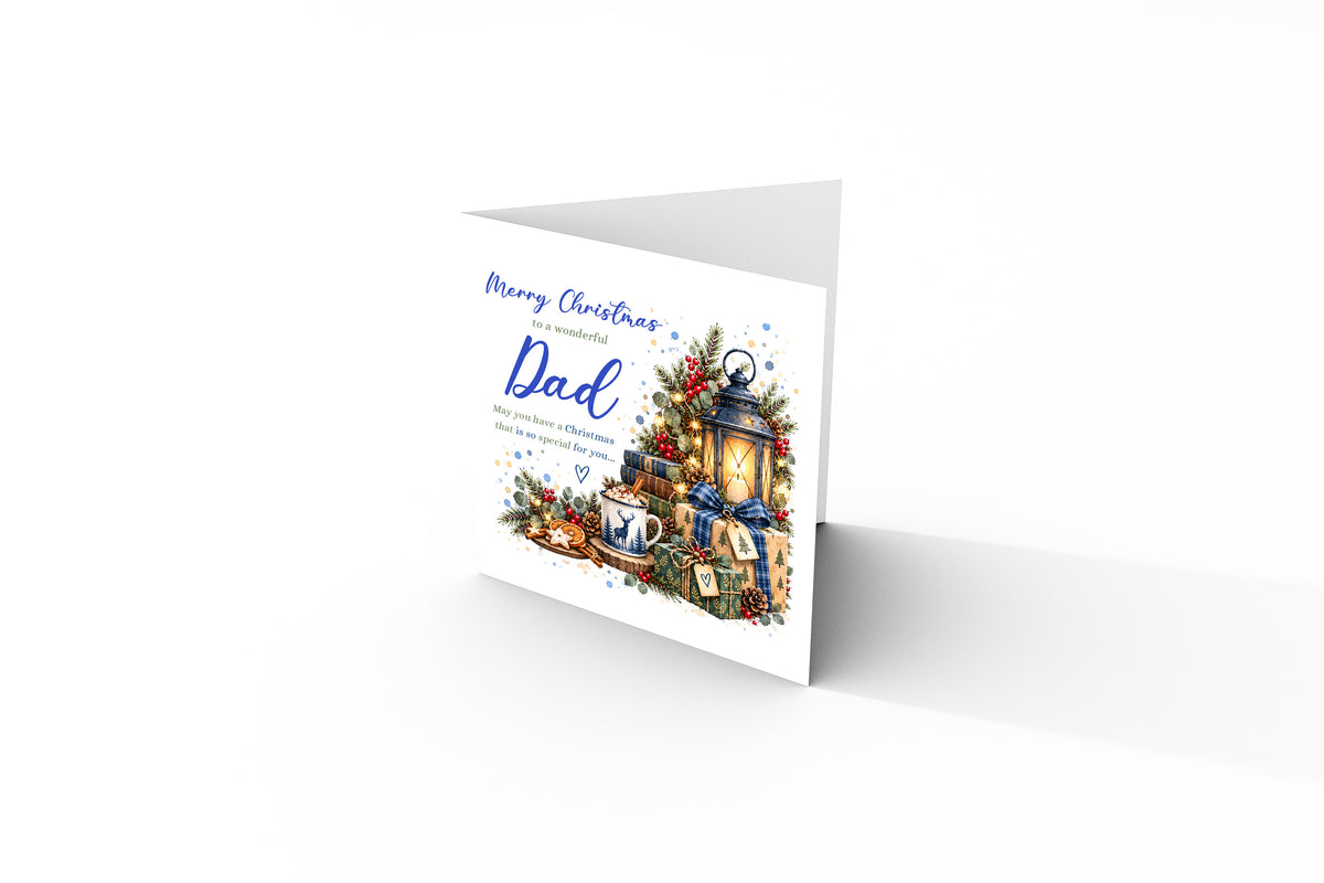 Christmas Card for Dad – Blue Festive Christmas Design