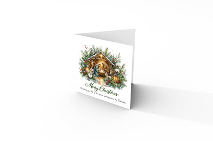 Religious Christmas Card – Nativity Scene & Christmas Blessings 🎄🕊️