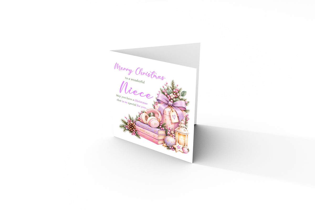 Christmas Card for Niece  – Lilac Festive Design