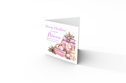Christmas Card for Niece  – Lilac Festive Design