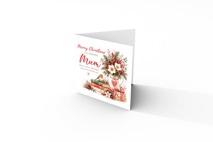 Christmas Card for Mum – Festive Floral Design