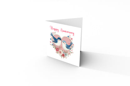 Romantic Love Birds Anniversary Card for Wedding, Dating, Relationship Milestones 1st, 2nd, 3rd, 5th, 10th, 20th 30th - For Him, Her, Wife, Husband, Couples