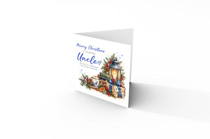 Christmas Card for Uncle – Blue Festive Christmas Design