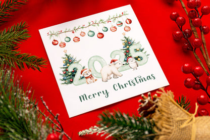 2025 Christmas Card for Kids - Cute Animals Design – 2025 Xmas Card for Son, Daughter, Niece, Nephew, 2nd, 3rd,1st Xmas Card for Baby Boy, Baby Girl, Grandkids, Friend- Red Envelope Included