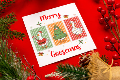 Merry Goosemas Christmas Card – Funny Goose Pun Xmas Card for Friends & Family, for Him, Her, Kids, Co-Workers –  Red Envelope Included