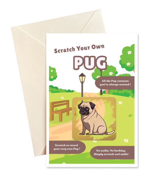 Scratch Your Own Pug - Novelty Dog Scratch Card, Funny Gift for Men, Women, Kids, Pug Lover, Dog Lovers, Birthday, Secret Santa, Parties- Alternative to Grow Your Own Kits - Gift Envelope Included