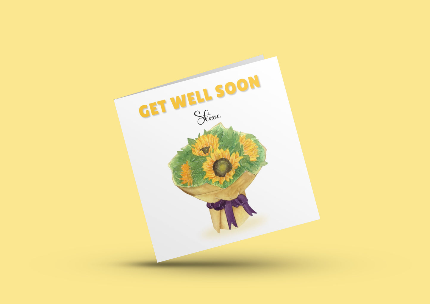 Sunflowers Bouquet -Personalised Get Well Soon Folded Card, Thinking of You Card, Sympathy, Sorry for your Loss Folded Card