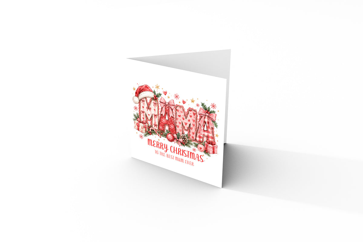 Pink Merry Christmas Card to the Best Mum Ever