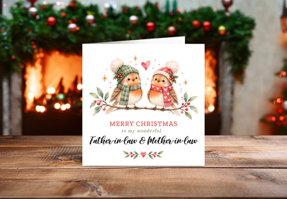 Cute Robin Christmas Card for Father-in-Law & Mother-in-Law – Merry Christmas