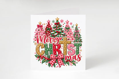 Cute Religious Christmas Trees Card – Merry Christmas 🎄🎀