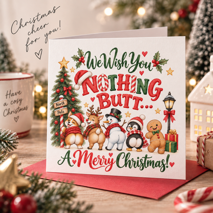 Funny Christmas Card – We Wish You Nothing Butt A Merry Christmas