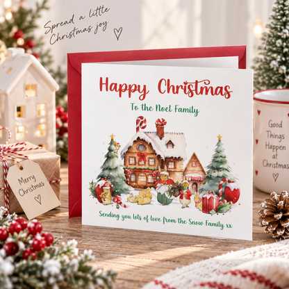 Personalised Family Christmas Card – Rabbit Family Design