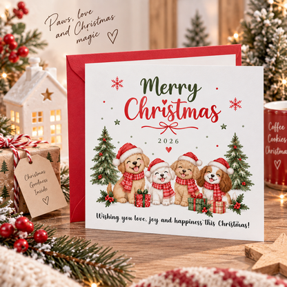 2026 Cute Dog Christmas Card – Festive Puppy Christmas Greeting Card