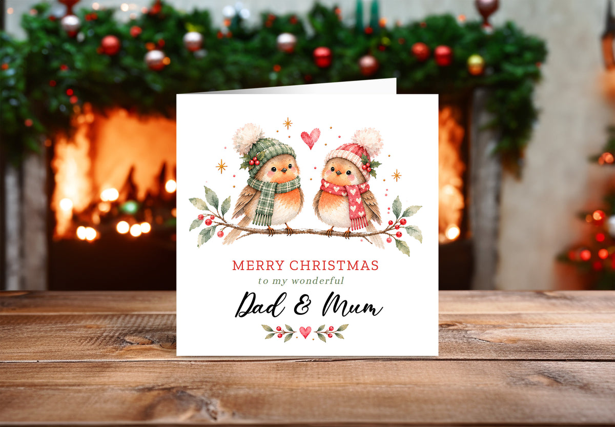 Cute Robin Christmas Card for Mum & Dad – Merry Christmas to My Wonderful Parents
