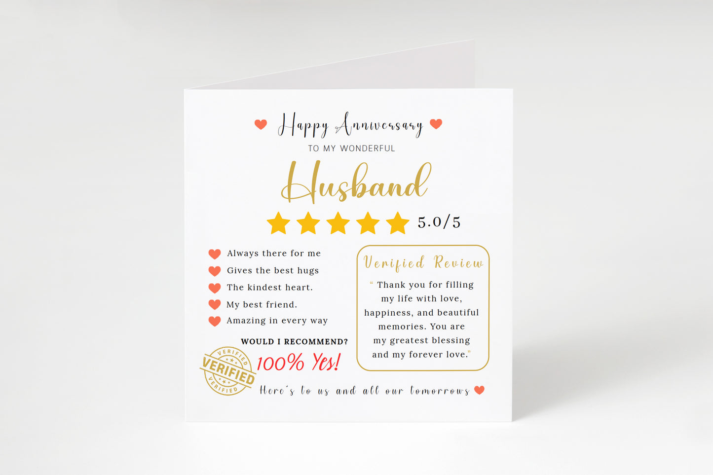 Funny Anniversary Card for Him - 5 Star Review Anniversary Card for Husband, Wedding, Dating, Relationship Milestones 1st, 2nd, 3rd, 5th, 10th, 20th 30th - Kraft Envelope Included