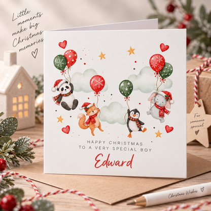 Personalised Christmas Card for Kids – Cute Animal Christmas Card