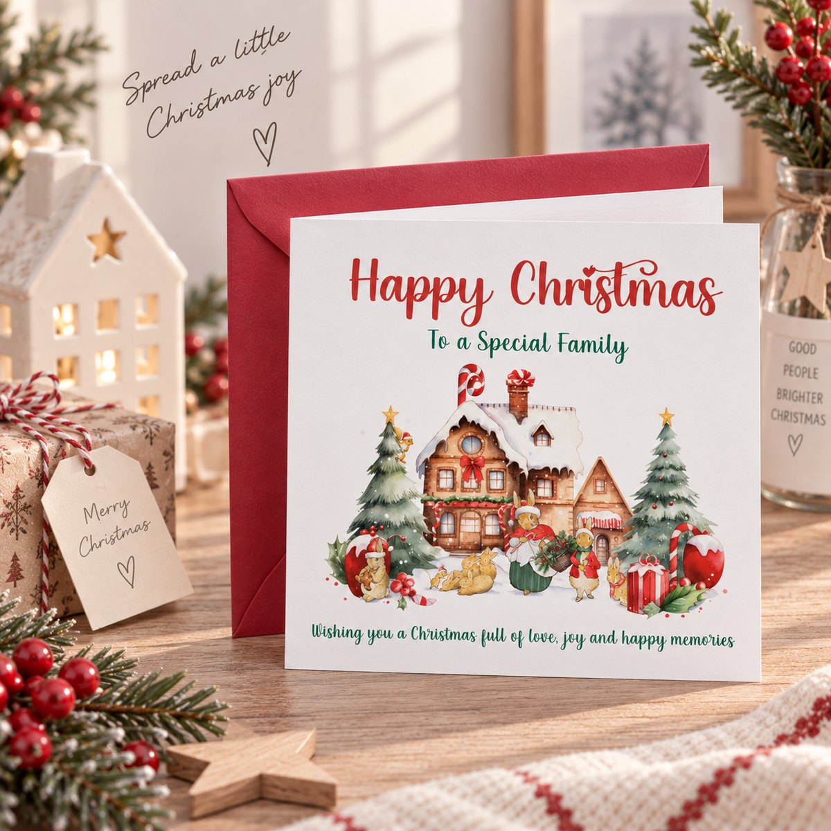 Christmas Card for a Special Family – Traditional Festive Christmas Card