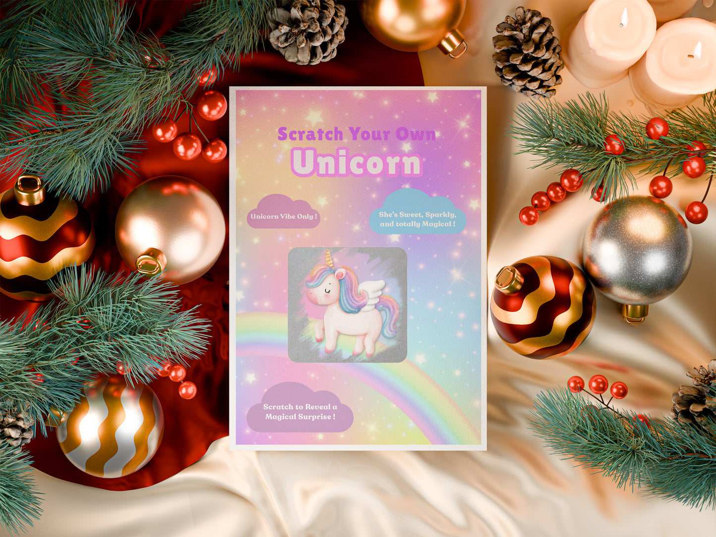 Scratch Your Own Unicorn – Magical Scratch-Off Card for Girls, Unicorn Lovers, Kids - Sparkly Gift for Birthdays, stocking fillers, Parties - Alternative to Grow Your Own Kits - Gift Envelope Included