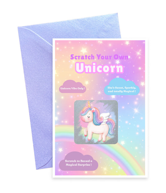 Scratch Your Own Unicorn – Magical Scratch-Off Card for Girls, Unicorn Lovers, Kids - Sparkly Gift for Birthdays, stocking fillers, Parties - Alternative to Grow Your Own Kits - Gift Envelope Included