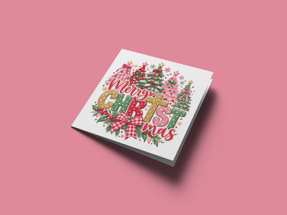 Cute Religious Christmas Trees Card – Merry Christmas 🎄🎀