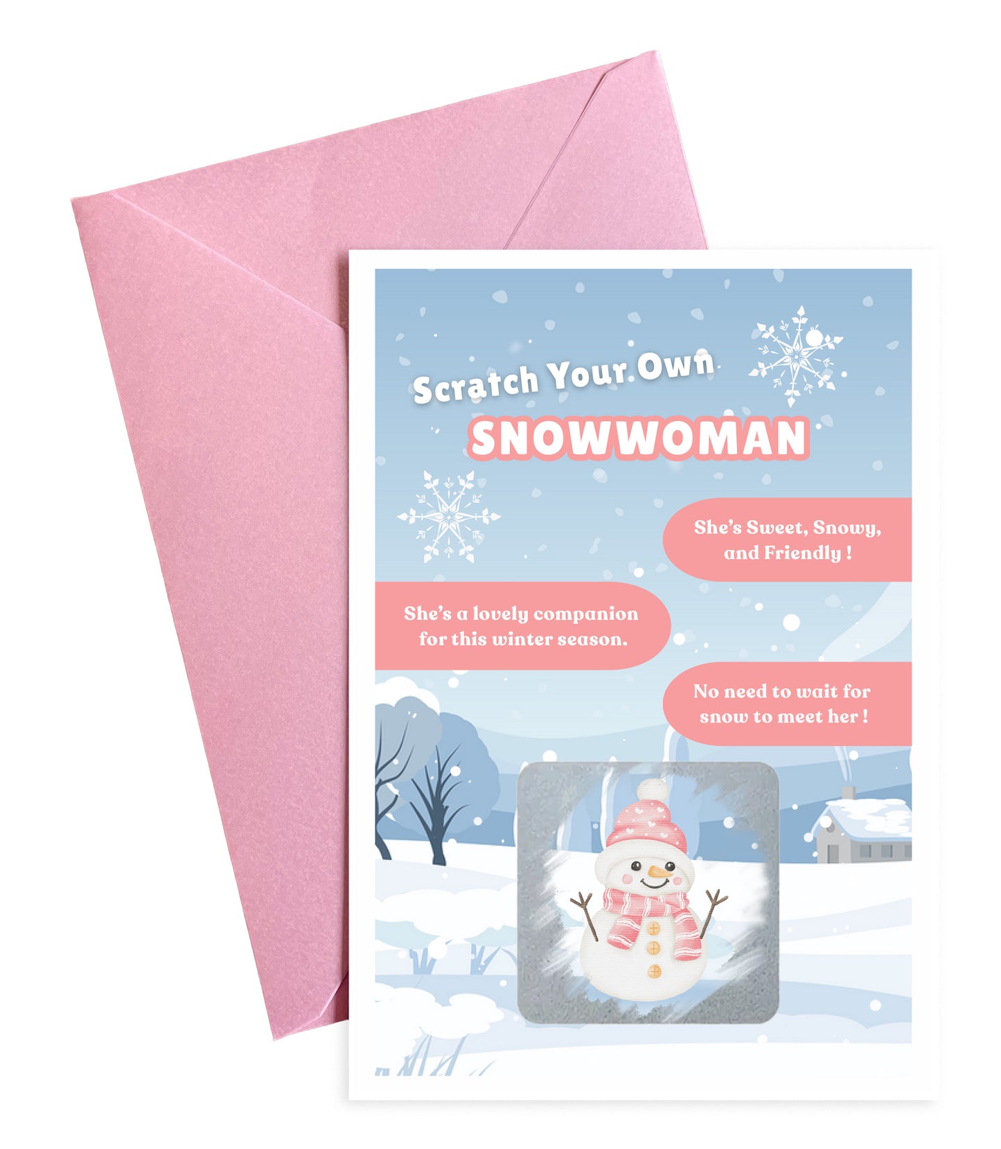 Scratch Your Snowman or Snowwoman – Fun Scratch-Off Greeting Card Holiday Novelty for Kids, Stocking fillers,Secret Santa- Alternative to Grow Your Own Kits - Gift Envelope Included