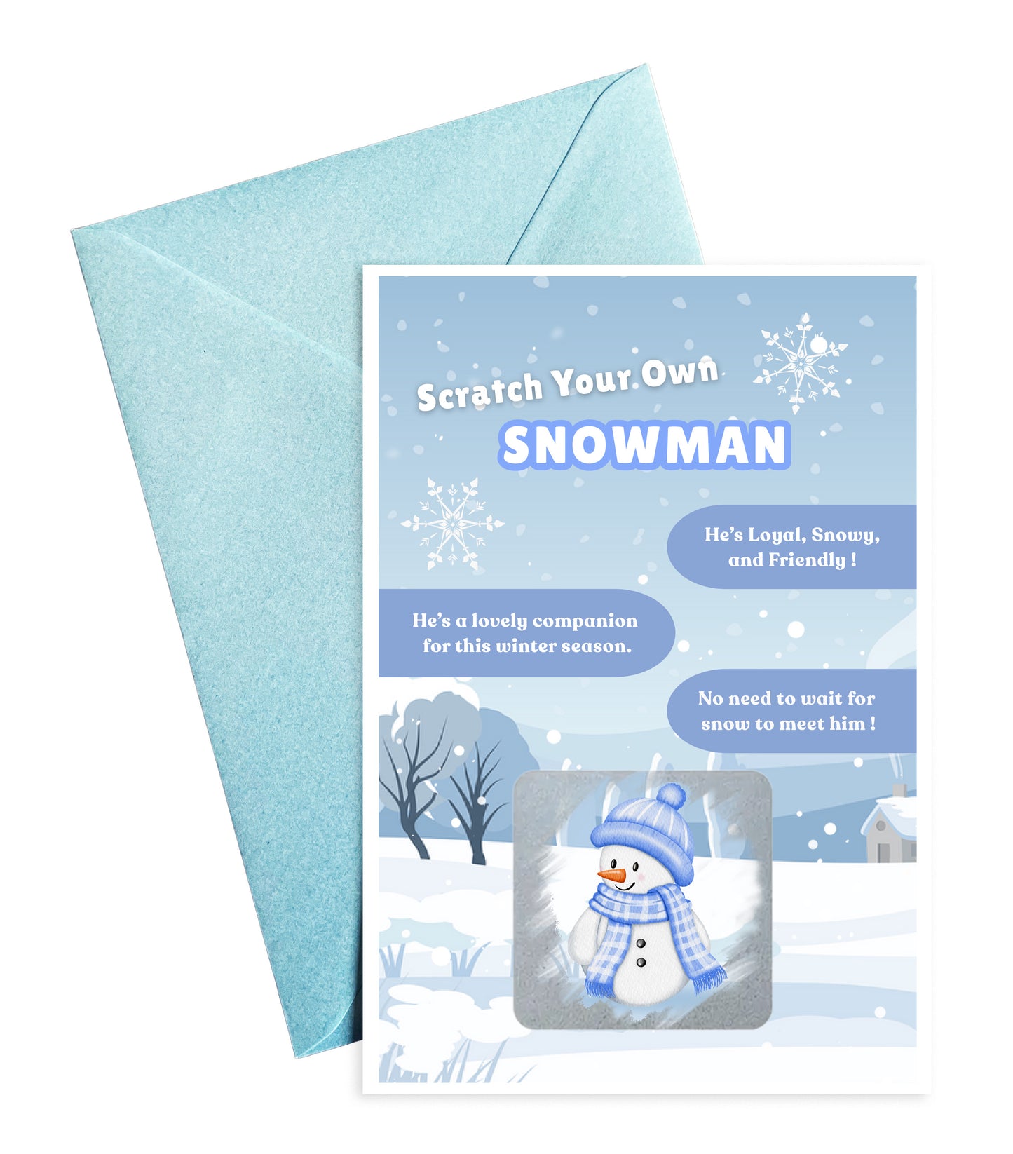 Scratch Your Snowman or Snowwoman – Fun Scratch-Off Greeting Card Holiday Novelty for Kids, Stocking fillers,Secret Santa- Alternative to Grow Your Own Kits - Gift Envelope Included