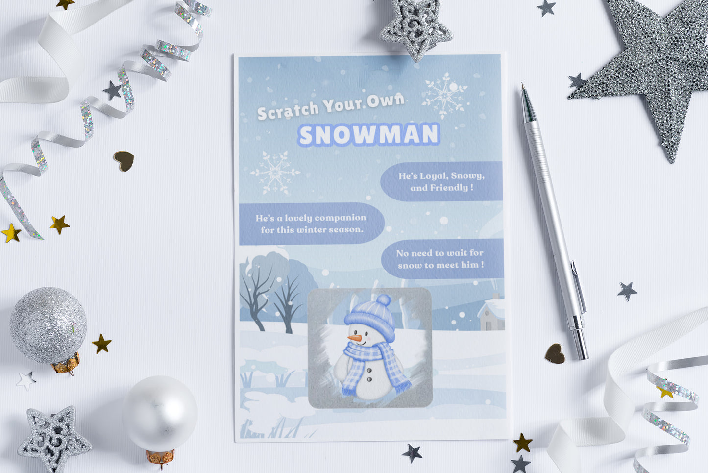 Scratch Your Snowman or Snowwoman – Fun Scratch-Off Greeting Card Holiday Novelty for Kids, Stocking fillers,Secret Santa- Alternative to Grow Your Own Kits - Gift Envelope Included