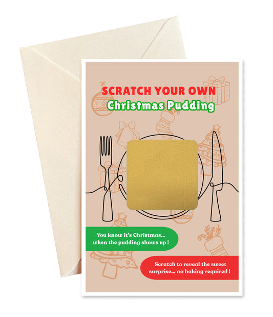 Scratch Your Own Christmas Pudding – Fun and Cute Holiday Novelty for Kids & Adults, Stocking fillers, Chritmas Parties, Xmas Gift - Alternative to Grow Your Own Kits - Gift Envelope Included