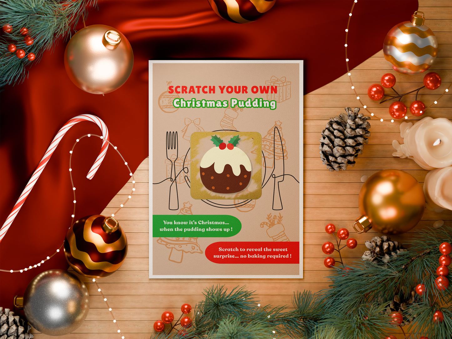 Scratch Your Own Christmas Pudding – Fun and Cute Holiday Novelty for Kids & Adults, Stocking fillers, Chritmas Parties, Xmas Gift - Alternative to Grow Your Own Kits - Gift Envelope Included