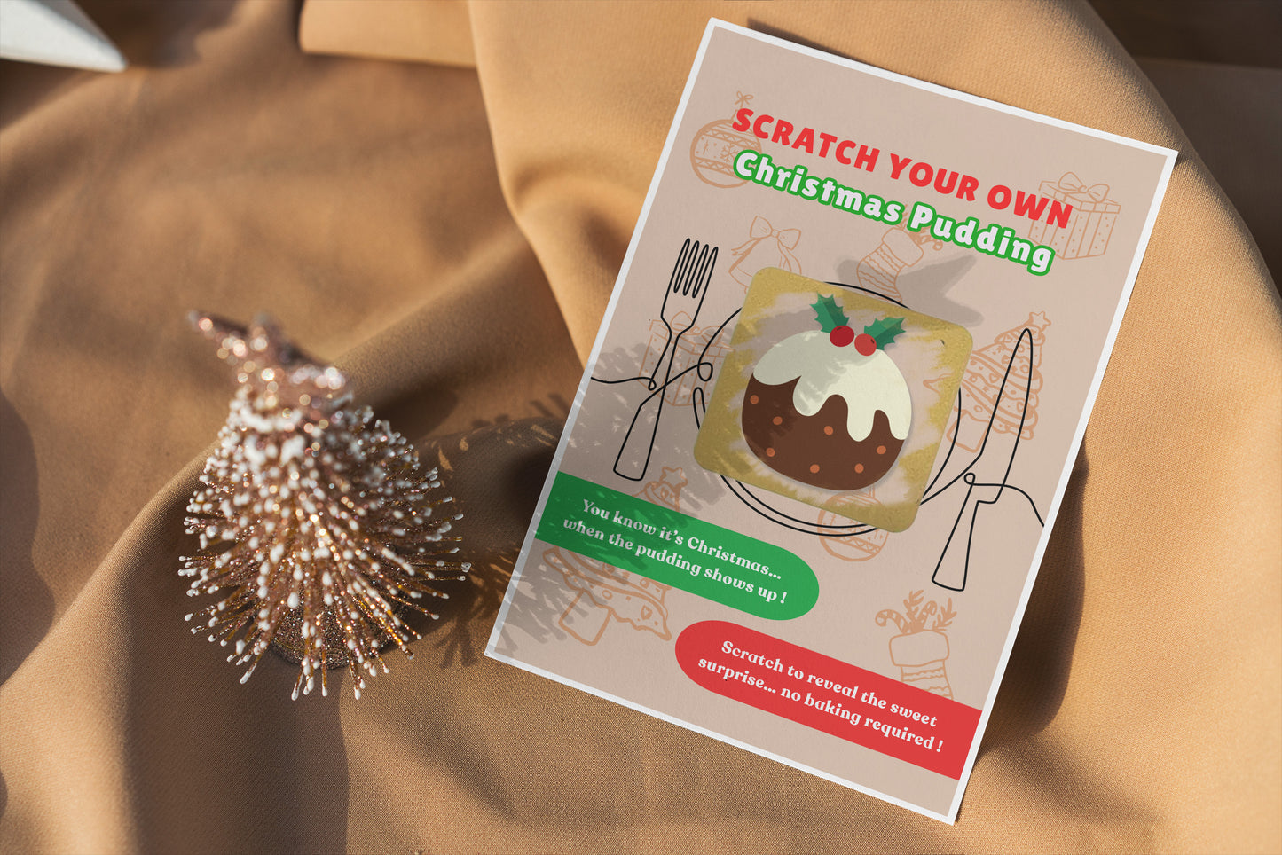 Scratch Your Own Christmas Pudding – Fun and Cute Holiday Novelty for Kids & Adults, Stocking fillers, Chritmas Parties, Xmas Gift - Alternative to Grow Your Own Kits - Gift Envelope Included