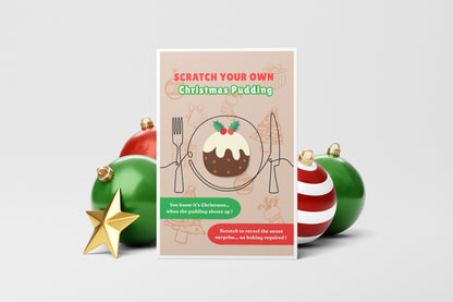 Scratch Your Own Christmas Pudding – Fun and Cute Holiday Novelty for Kids & Adults, Stocking fillers, Chritmas Parties, Xmas Gift - Alternative to Grow Your Own Kits - Gift Envelope Included