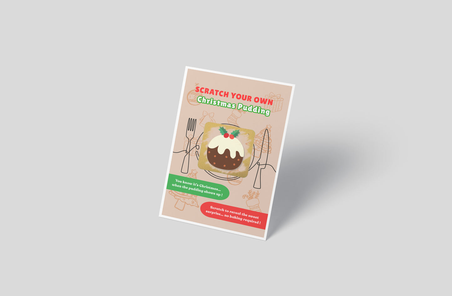 Scratch Your Own Christmas Pudding – Fun and Cute Holiday Novelty for Kids & Adults, Stocking fillers, Chritmas Parties, Xmas Gift - Alternative to Grow Your Own Kits - Gift Envelope Included