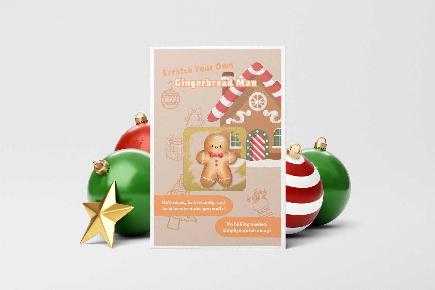 Scratch Your Own Gingerbread Man – Fun and Cute Holiday Novelty for Kids & Adults, Stocking fillers, Chritmas Parties, Xmas Gift - Alternative to Grow Your Own Kits - Gift Envelope Included
