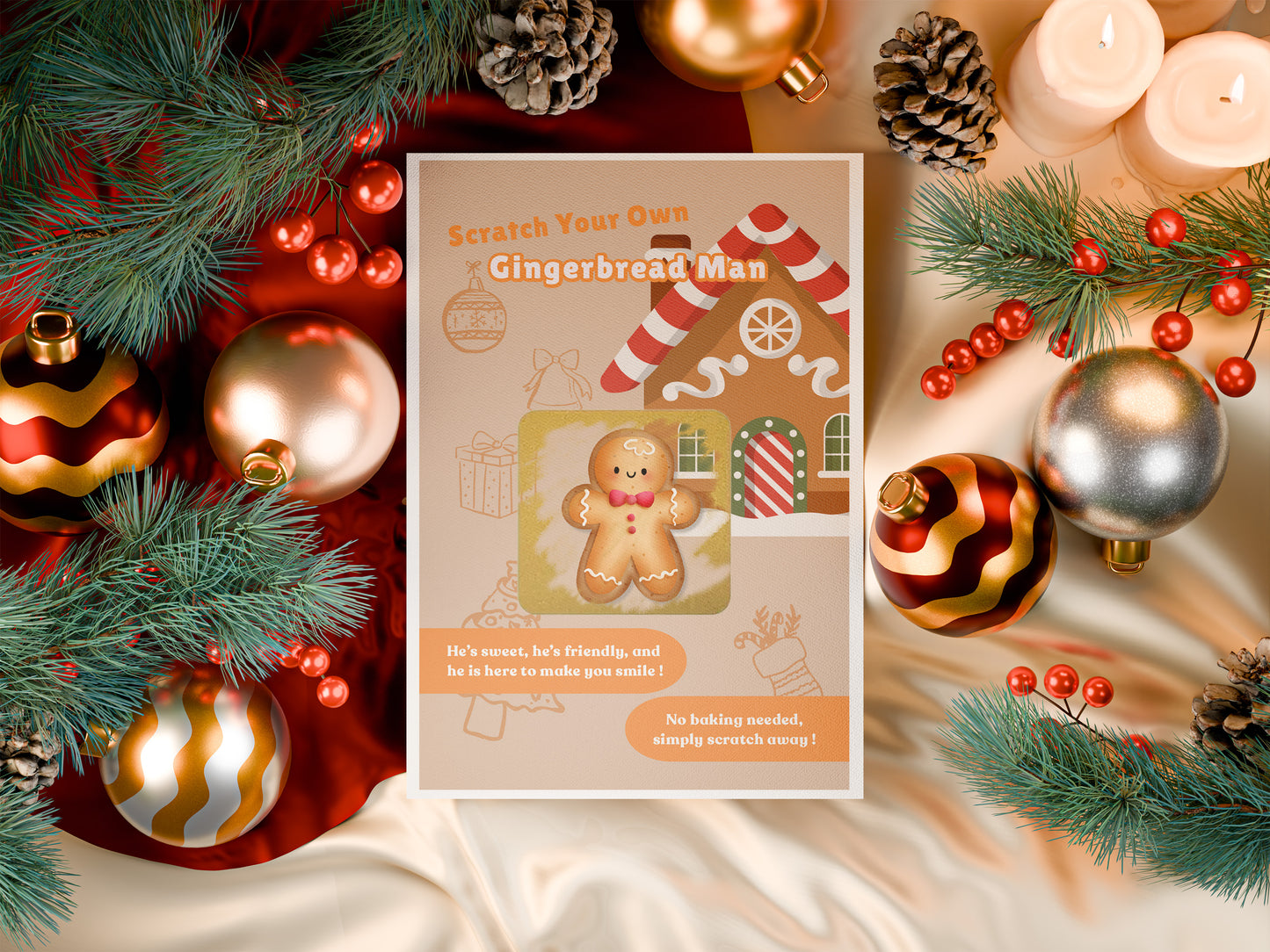 Scratch Your Own Gingerbread Man – Fun and Cute Holiday Novelty for Kids & Adults, Stocking fillers, Chritmas Parties, Xmas Gift - Alternative to Grow Your Own Kits - Gift Envelope Included